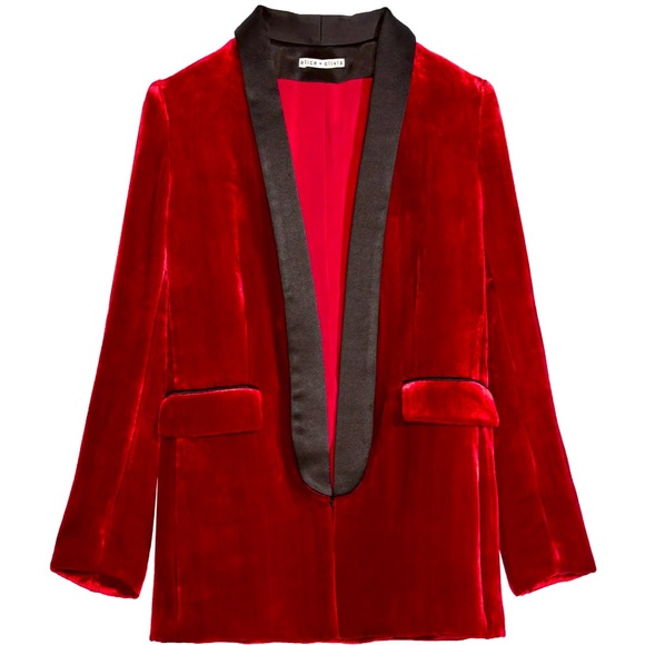 Alice + Olivia Jackets & Blazers - Alice and Olivia Deep Ruby Black Velvet blazer
